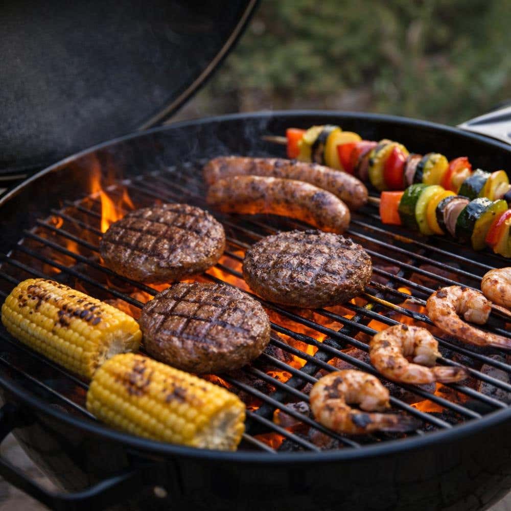 Barbecue met vlees op basis van indirect grillen