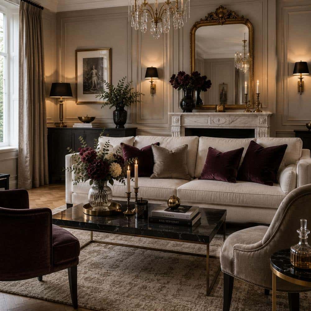 Woonkamer in klassiek chique stijl