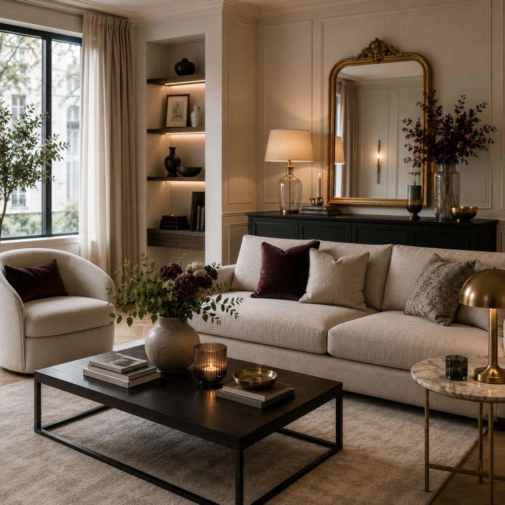 Woonkamer in modern klassieke stijl