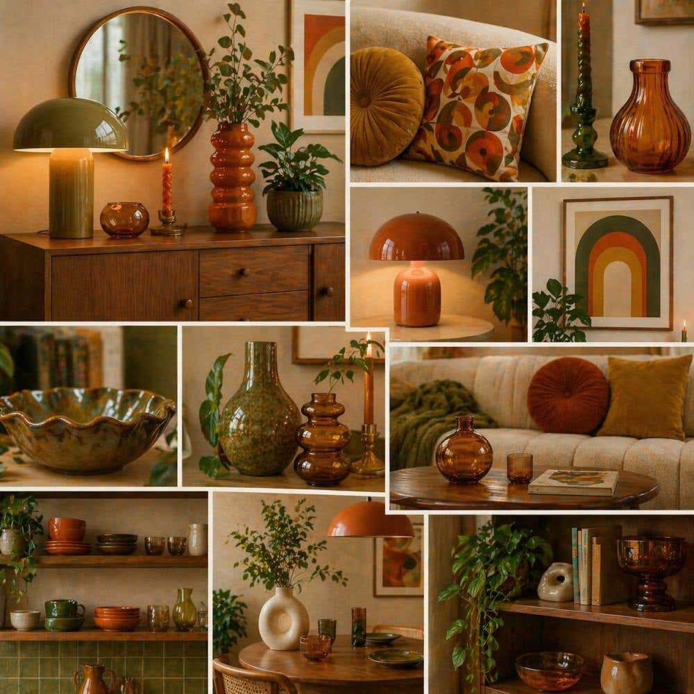 Moodboard van accessoires voor een retro interieur
