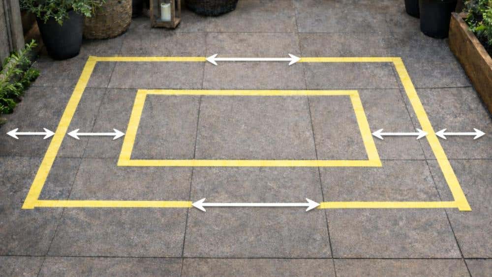Ruimte tuinset opmeten met tape