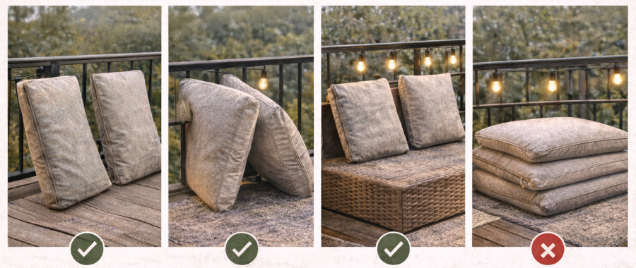 Tips voor het ventileren en drogen van tuinkussens