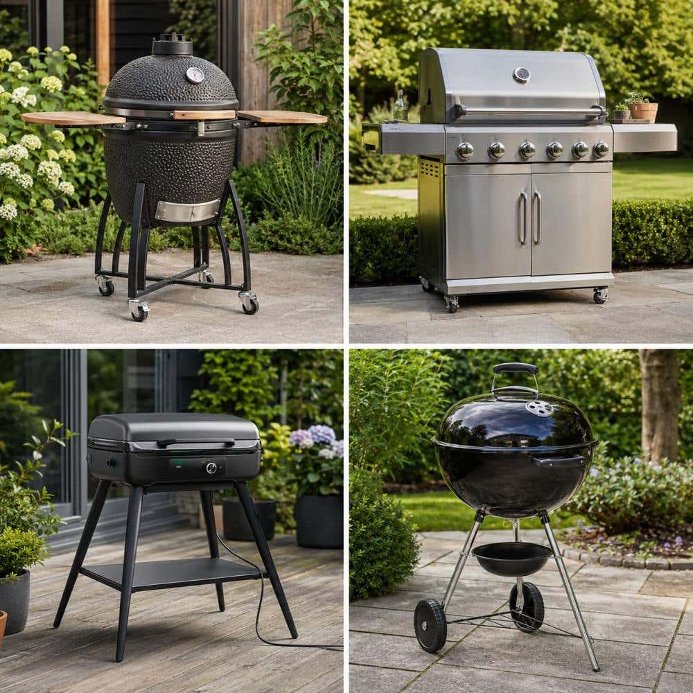 Kamado, gasbarbecue, elektrische barbecue en houtskool barbecue
