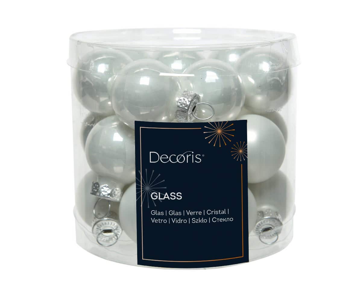 Decoris Kerstballen glas winterwit 24 stuks Ø 2.5 cm