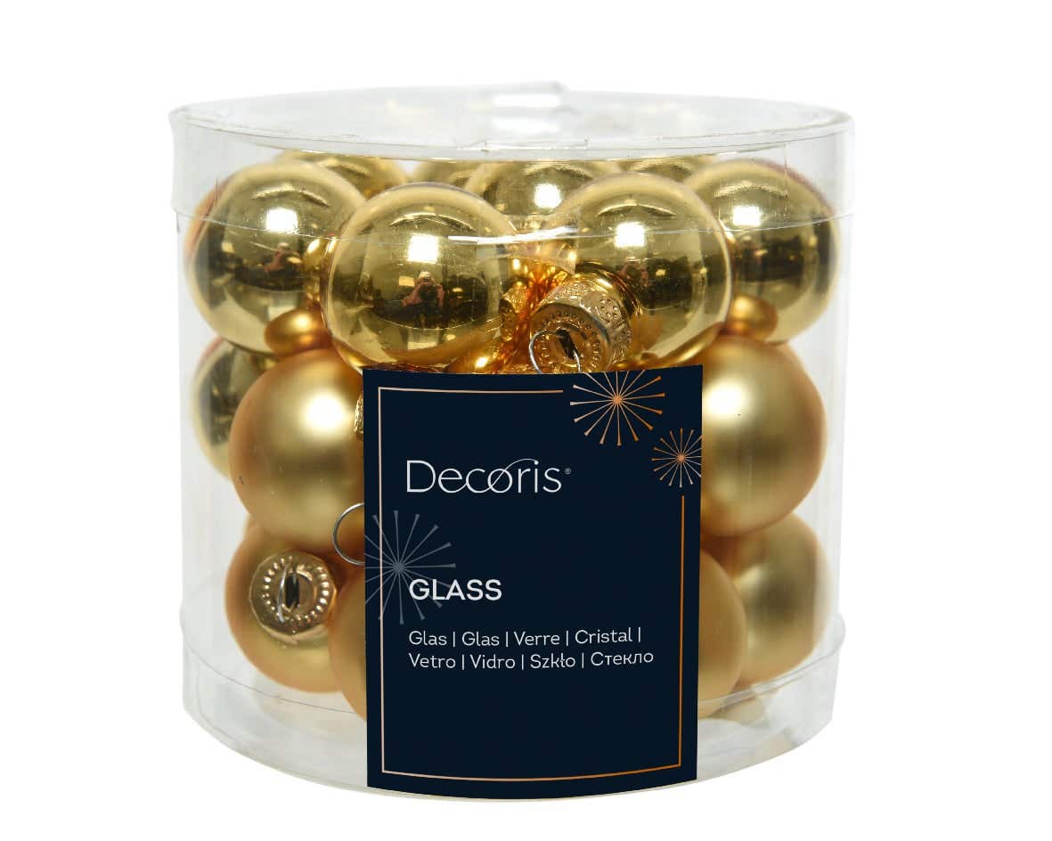 Decoris Kerstballen glas licht goud 24 stuks Ø 2.5 cm