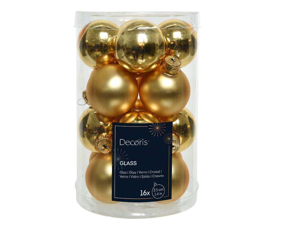 Decoris Kerstballen glas licht goud 16 stuks Ø 3.5 cm