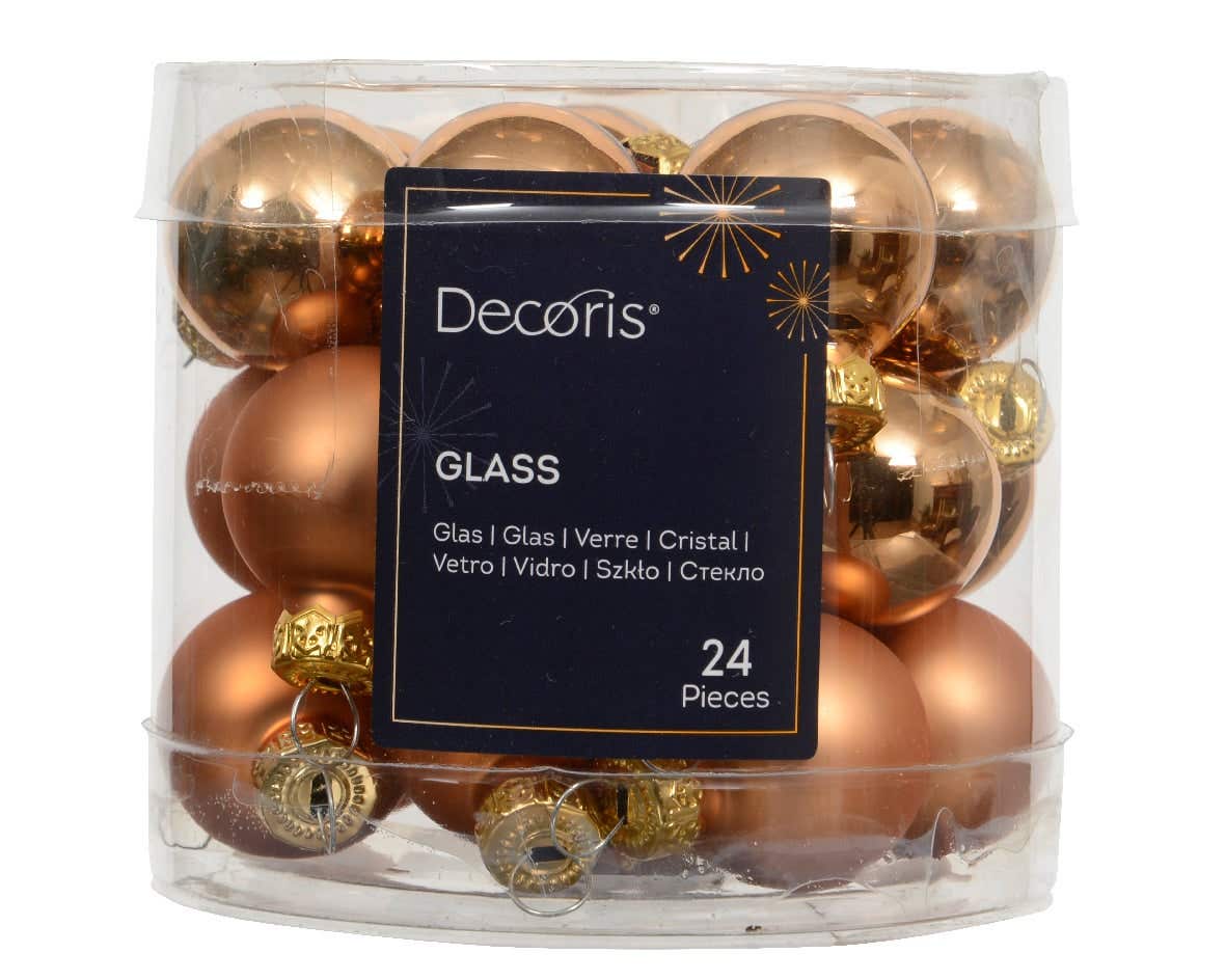 Decoris Kerstballen glas brandy 24 stuks Ø 2.5 cm