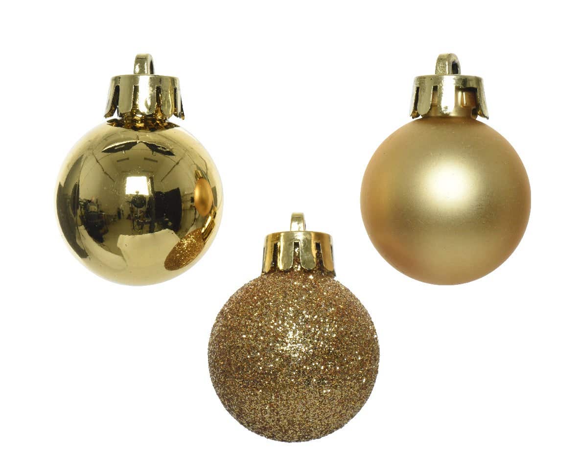 Decoris Kerstballen kunststof goud 14 stuks 3 Ø cm