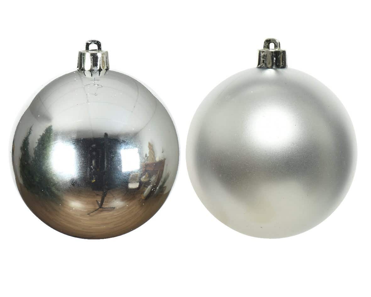 Decoris Kerstballen kunststof zilver 6 stuks 8 Ø cm