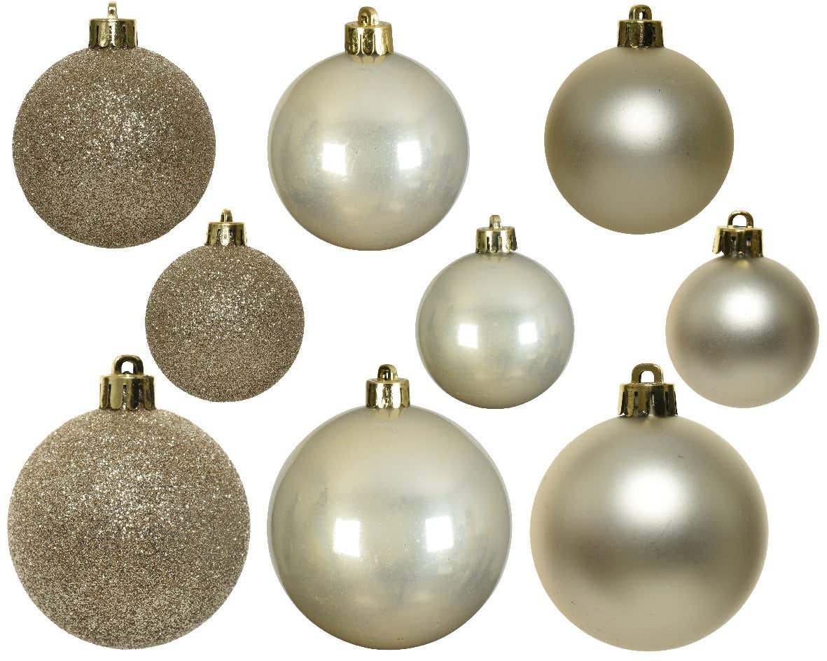 Decoris Kerstballen kunststof mix parel 30 stuks Ø 6 cm