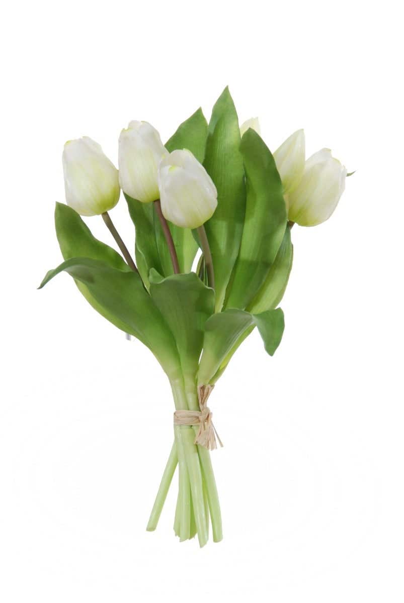 Kunstbloem tulpenbundel wit 7 stelen 30 cm