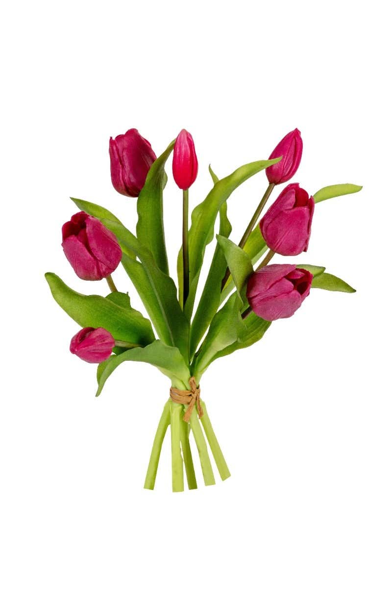 Kunstbloem tulpenbundel cerise 7 stelen 30 cm