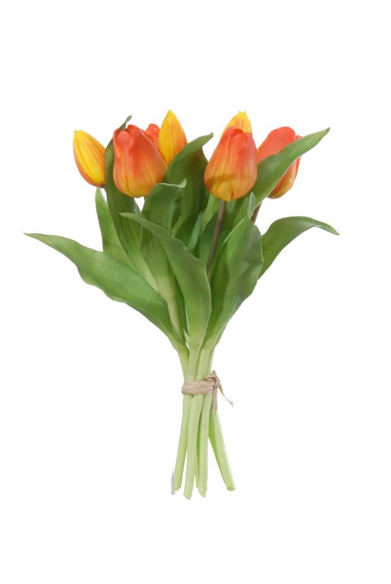 Kunstbloem tulpenbundel oranje 7 stelen 30 cm