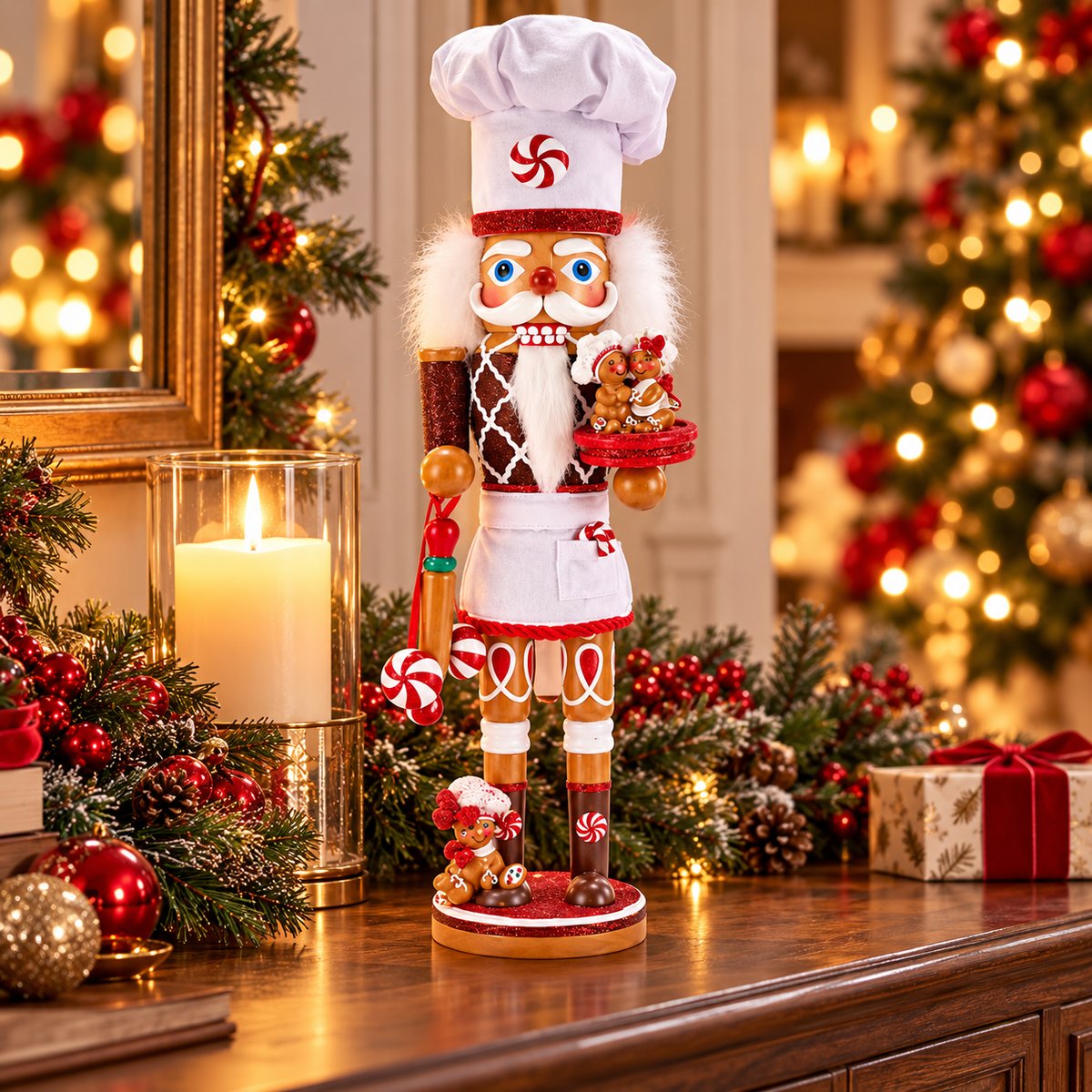 Kurt Adler Notenkraker Kerstornament Holly Wood Gingerbread Chef 14 x 13 x 4.5 cm