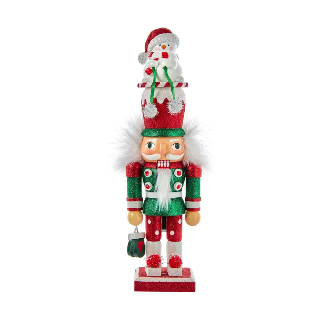 Kurt Adler Holly Wood Snowman Hat Nutcracker 34 cm