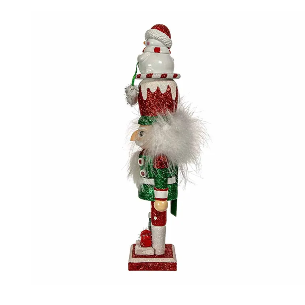 Kurt Adler Holly Wood Snowman Hat Nutcracker 34 cm