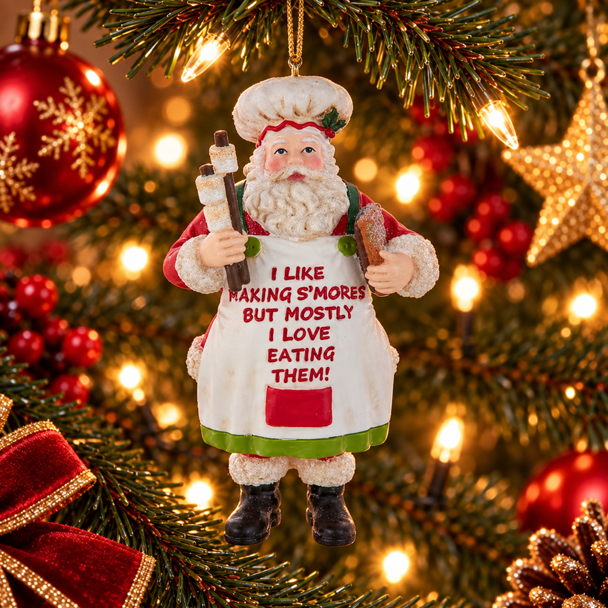 Kurt Adler Kerstornament Mores Santa Wit 9.2 cm