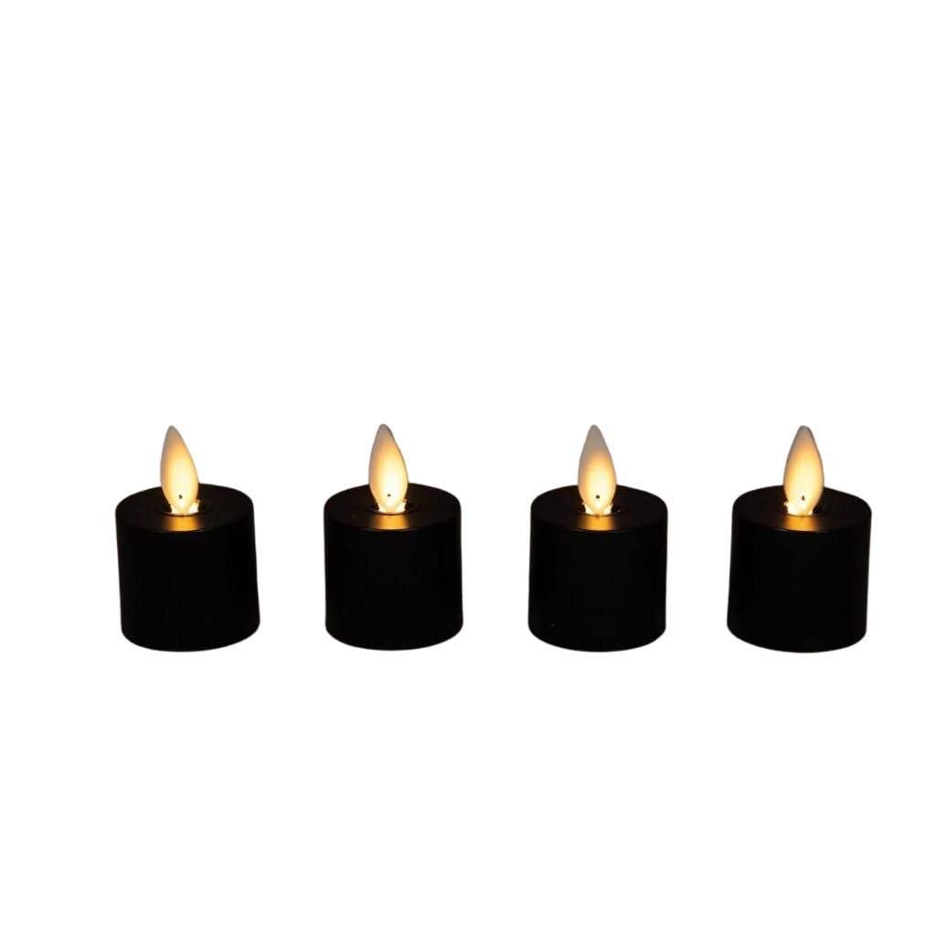 Theelicht bewegende vlam uitbreidingset 4 stuks zwart 3.8 x 6 cm