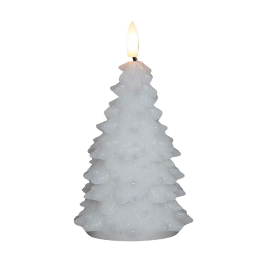 Kaars LED Kerstboom wax wit 15 cm met 3D vlam