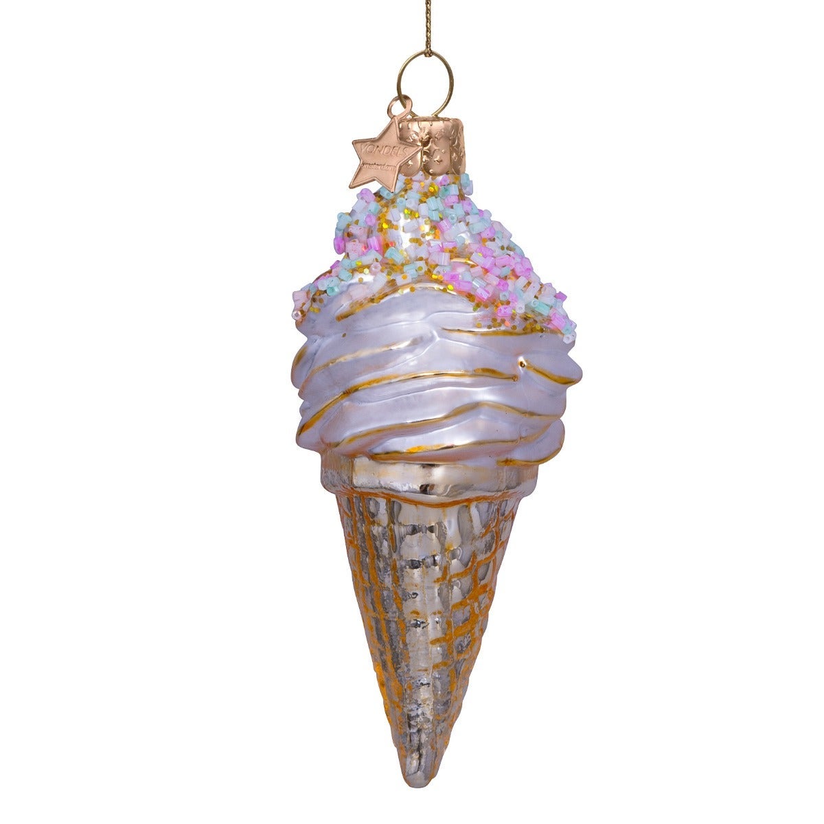 Vondels Kersthanger softijsje met hologram glitters 15 cm