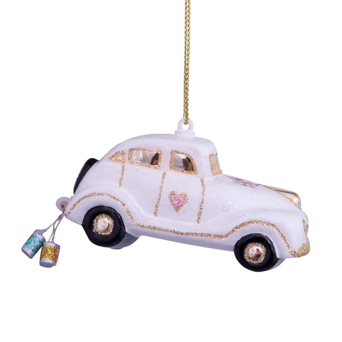 Vondels Kersthanger trouwauto just married 45 cm