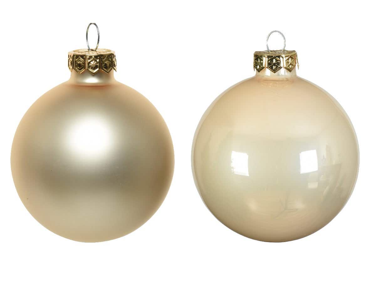 Decoris Kerstballen Glas Beige Ø 7 cm 8 Stuks