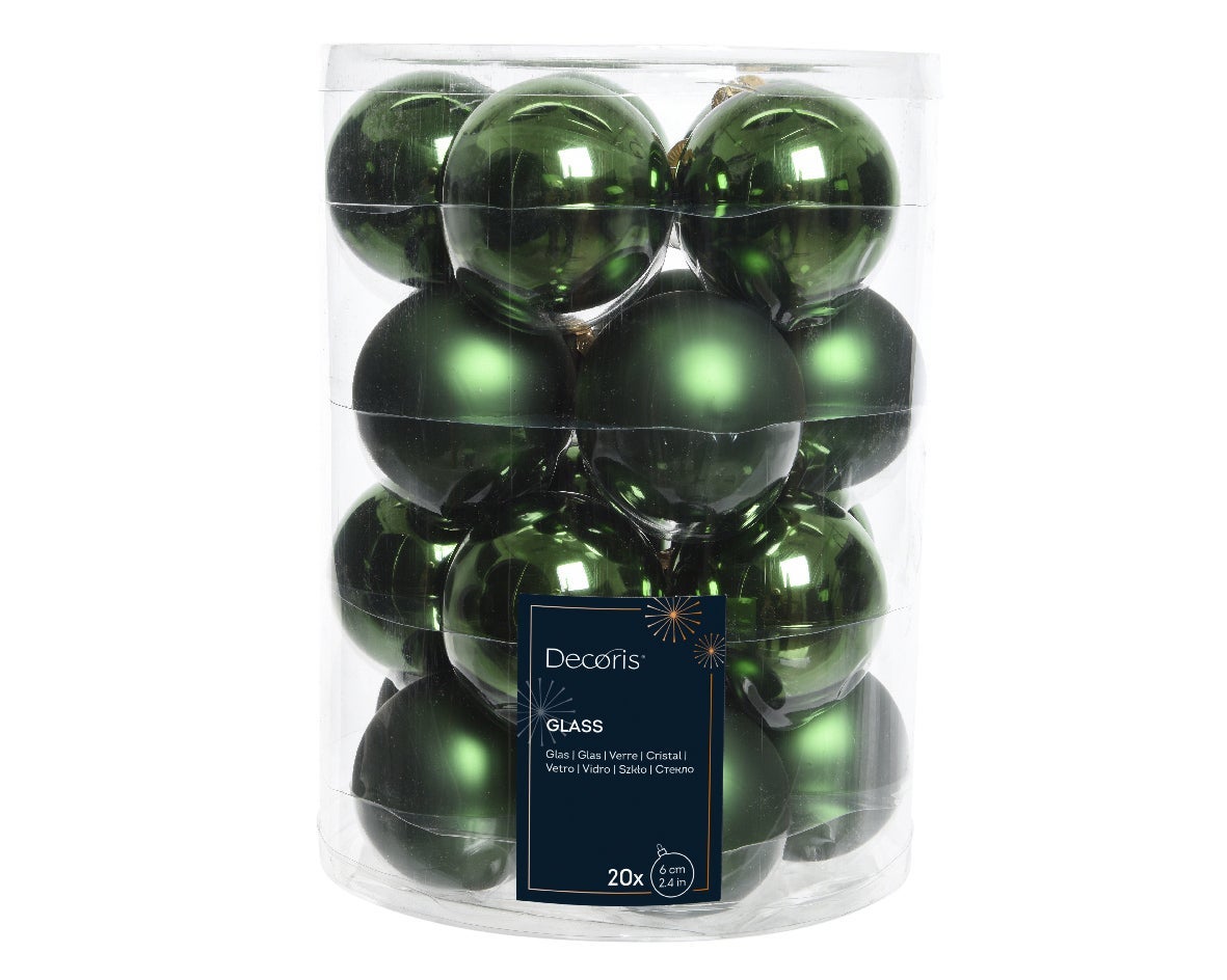 Decoris Kerstballen glas mix groen 20 stuks Ø 6 cm
