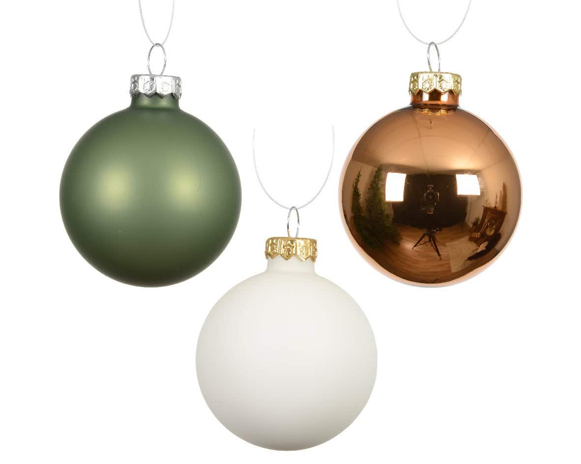 Decoris Kerstballen glas mix goud wit groen 49 stuks Ø 6 cm