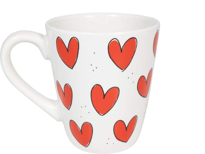 Blond Amsterdam Mok Even Bijkletsen Mok Red Hearts 0.35 L