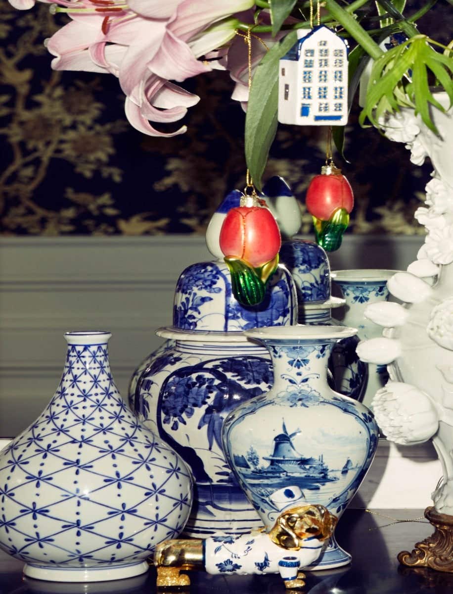 Vondels Kersthanger Delfts blauw teckel