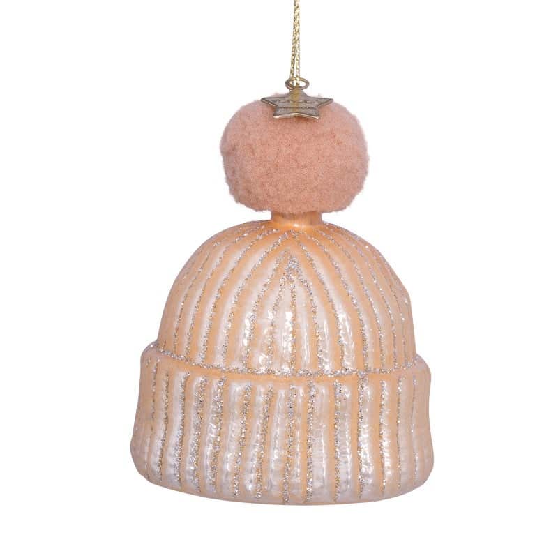 Vondels Kersthanger winter muts champagne 7.5 cm