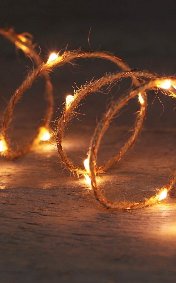 Anna's Collection draadverlichting jute met 40 lampjes extra warm 2 m