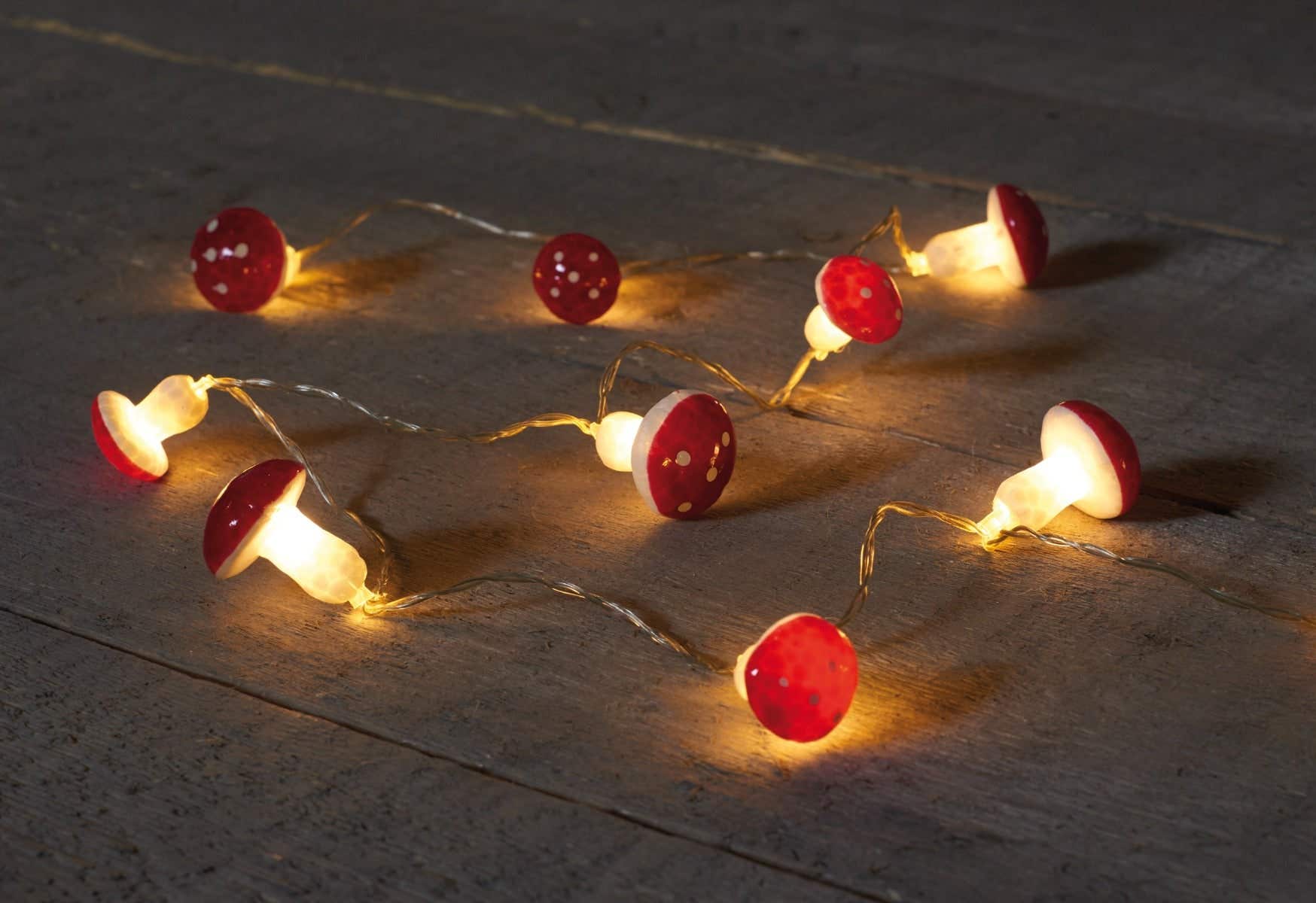 Anna's Collection lichtsnoer paddenstoel met 10 lampjes warm wit 1 m