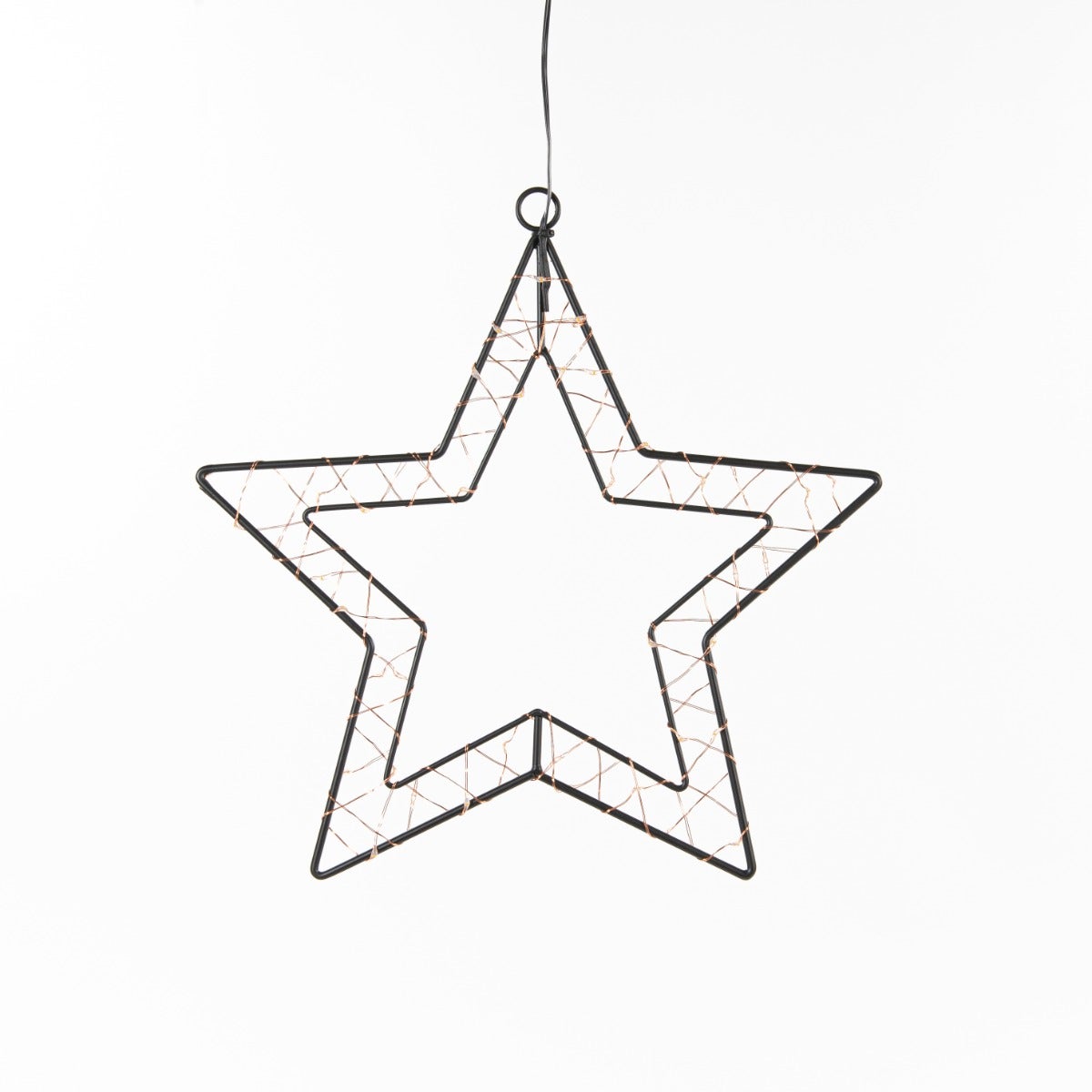 Anna's Collection Kerstster zwart met verlichting 30 x 30,5 cm