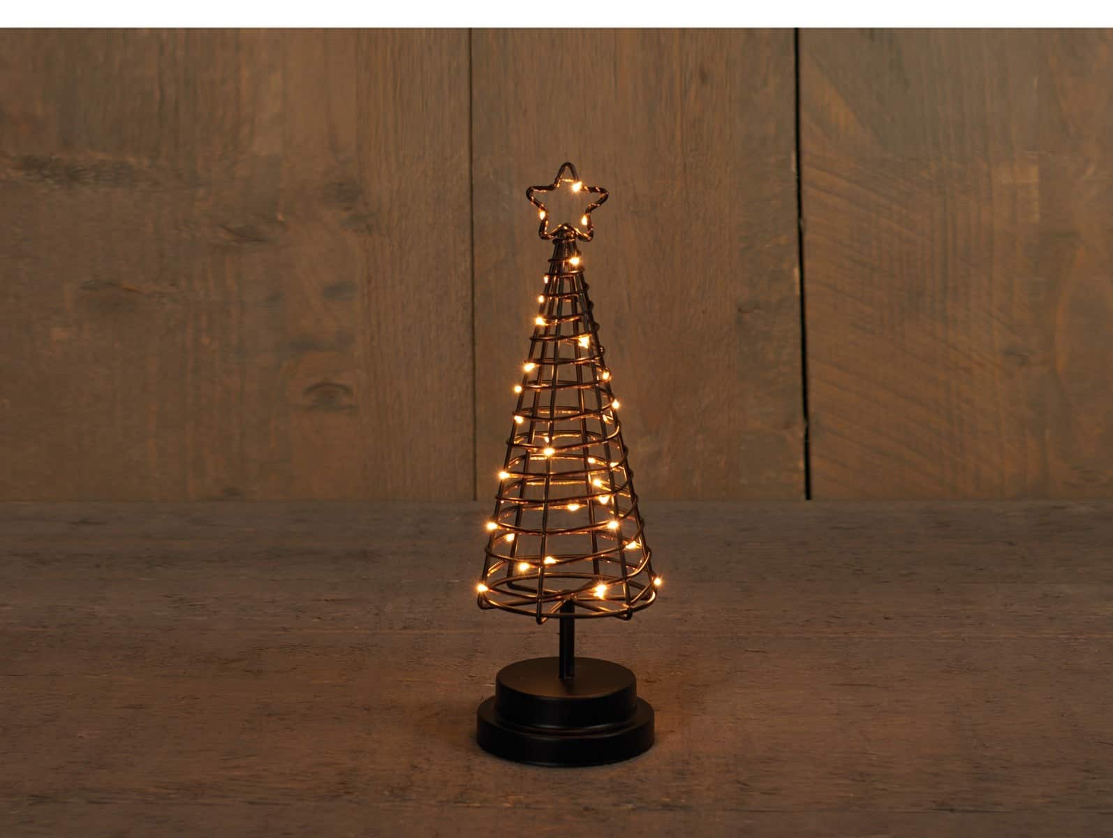 Kerstboom verlicht zwart 30 cm 30 lampjes