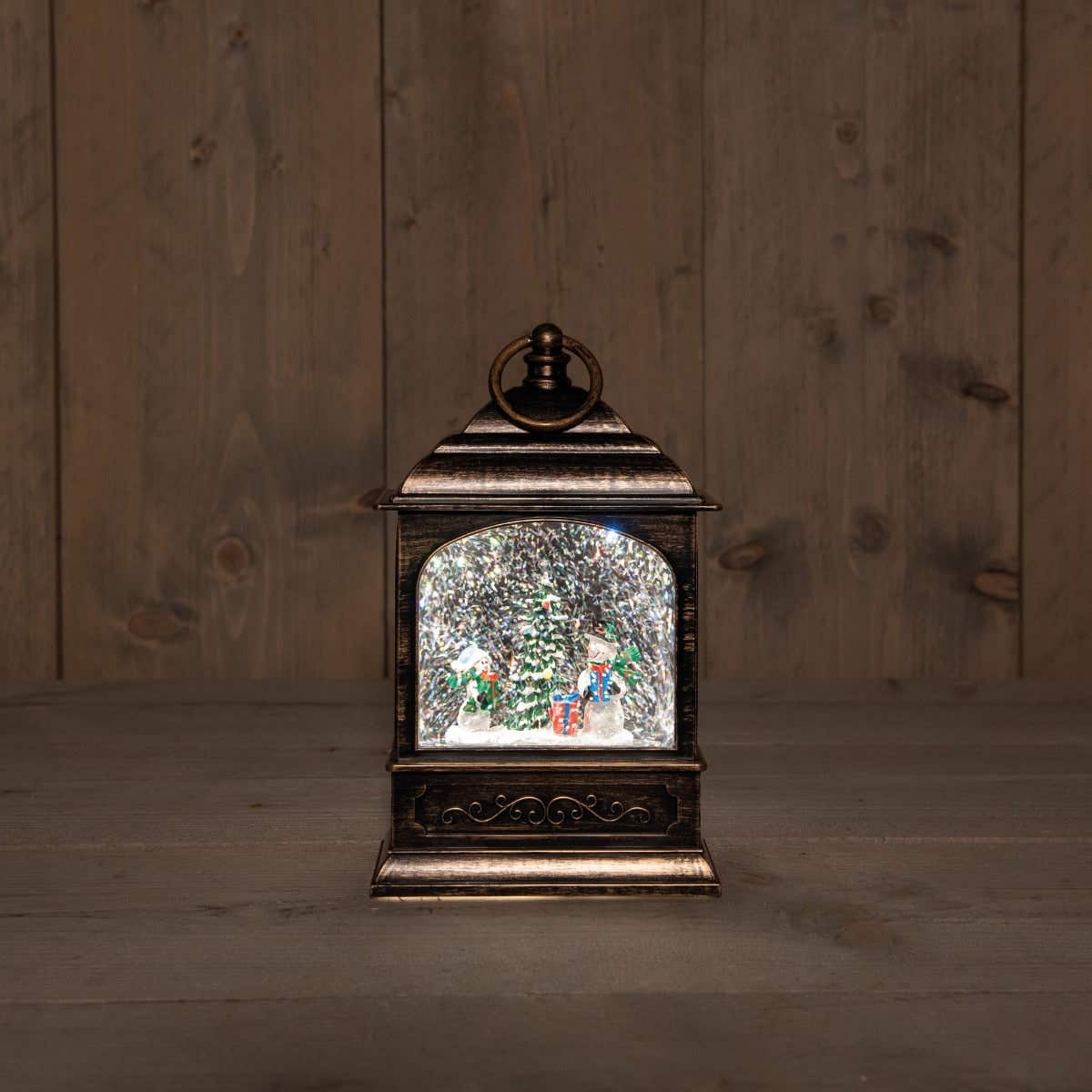 Anna's Collection kerstlamp sneeuwpop koper 13,5 x 25.5 cm