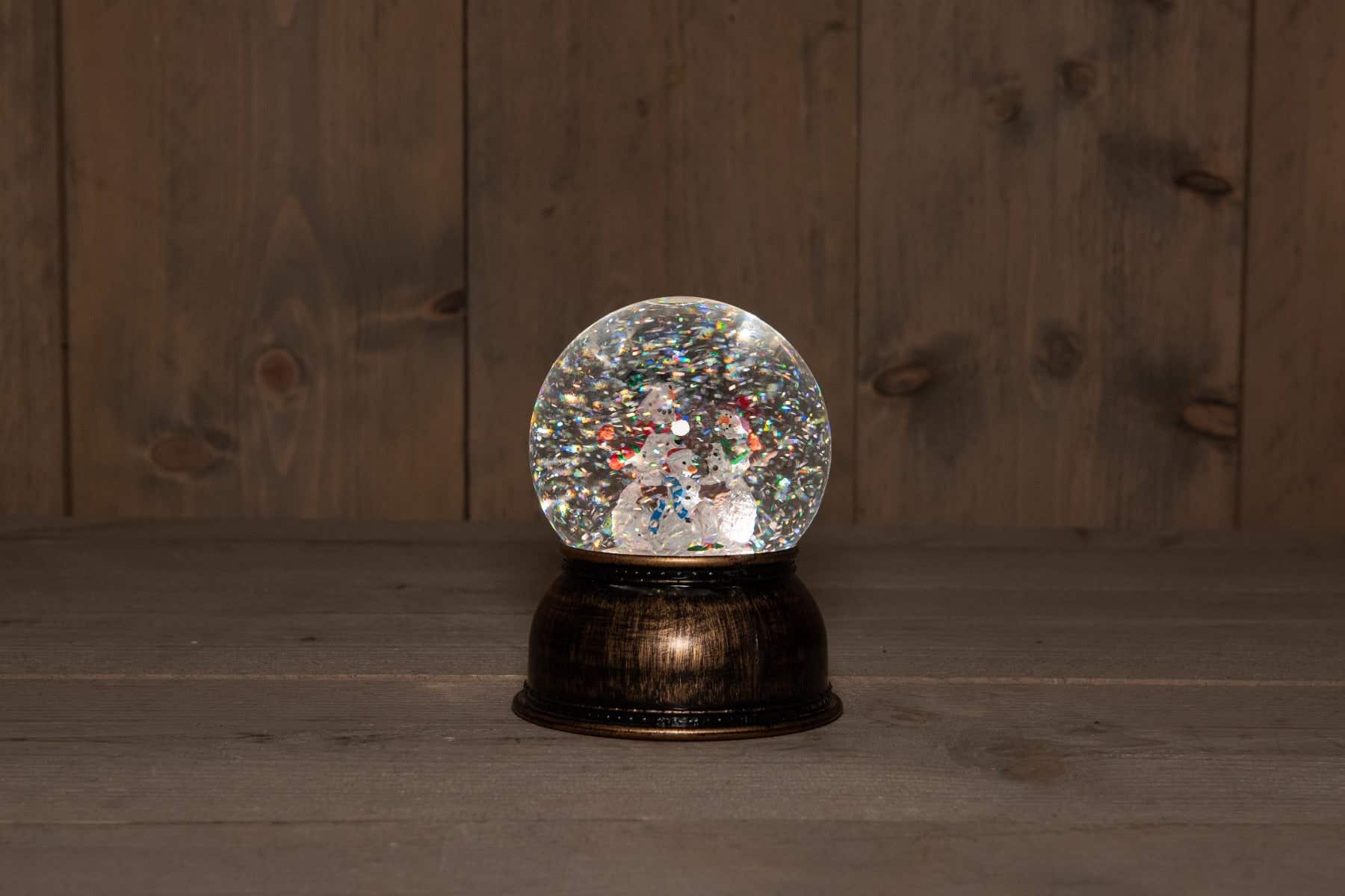 Anna's Collection sneeuwbol sneeuwpop bruin 14 x 11 cm