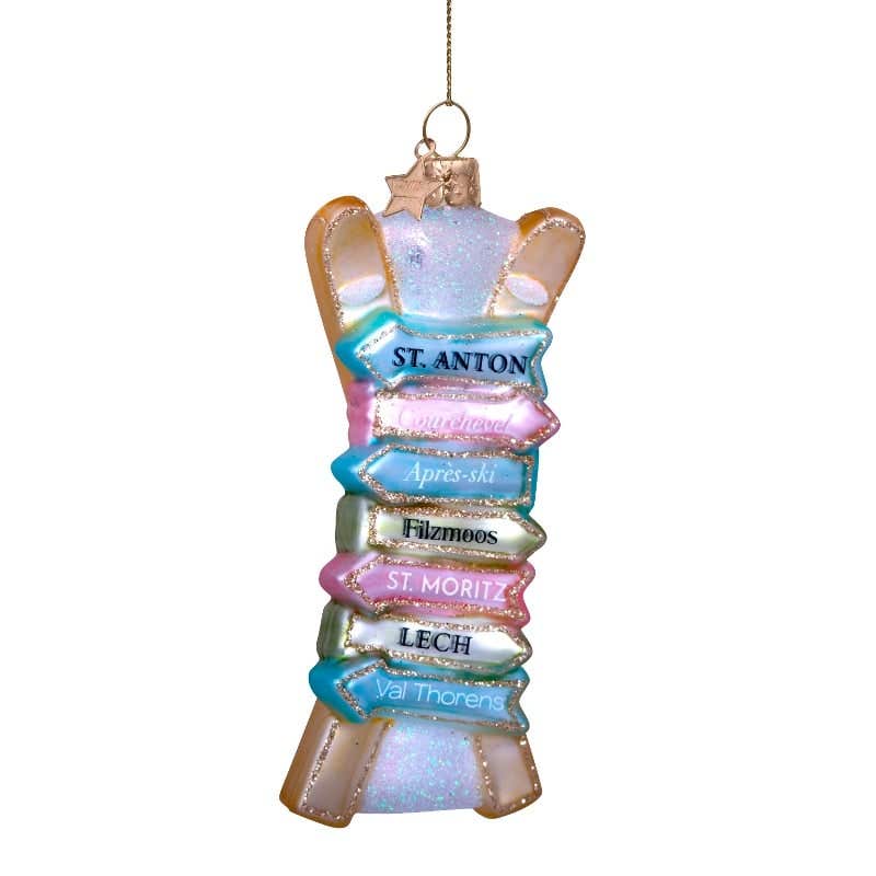 Vondels Kersthanger ski's met namen 11.5 cm