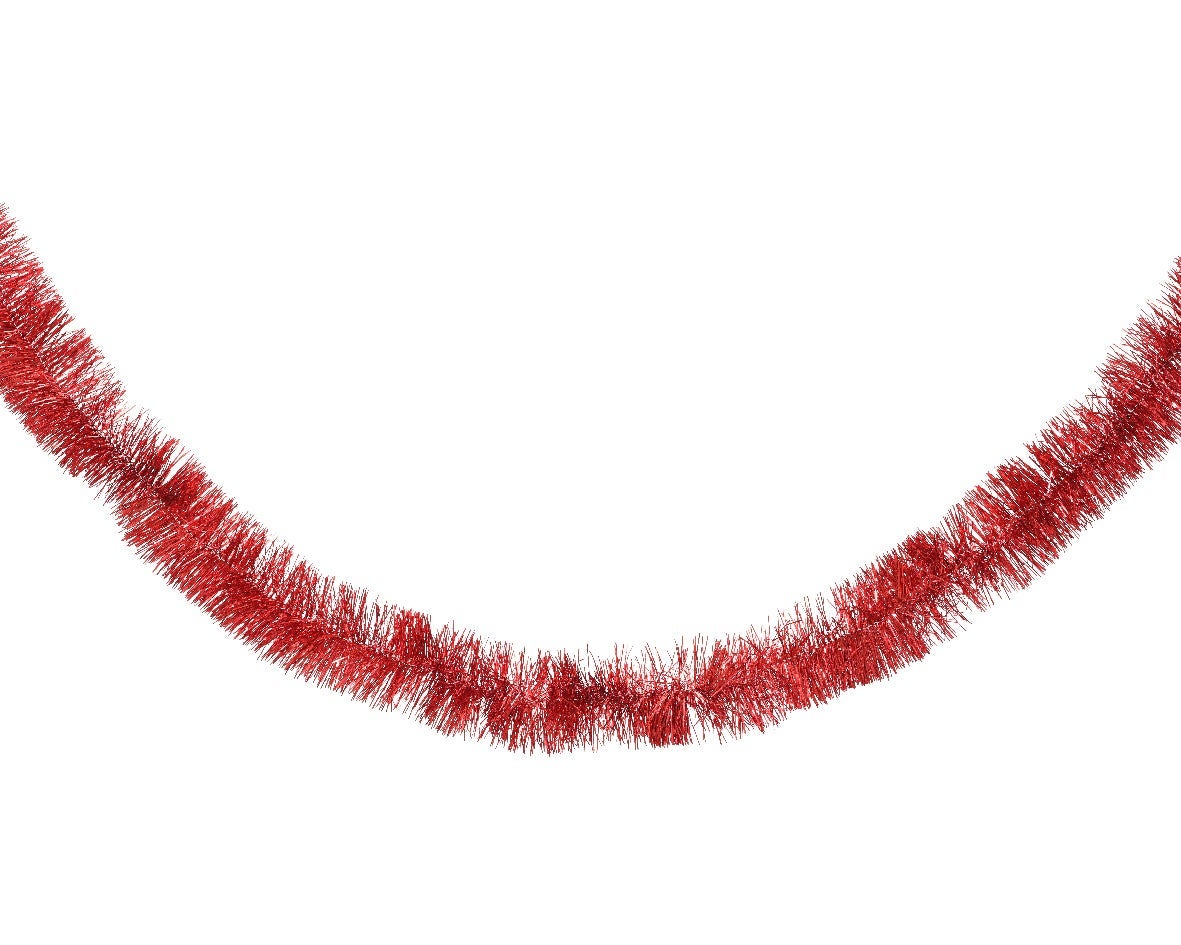 Decoris kerstslinger Lametta rood glanzend 270 cm