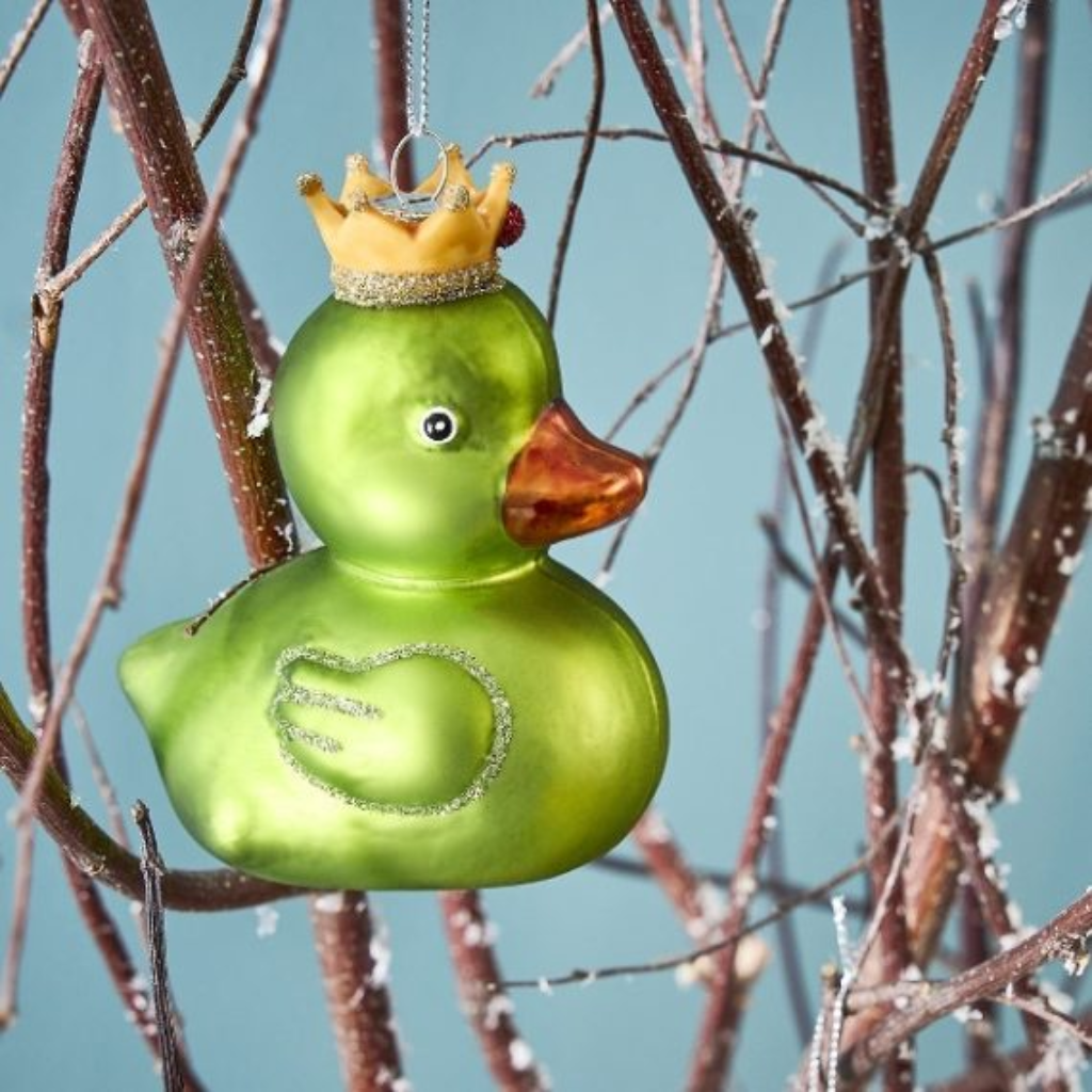 Werner Voss kerstornament eend groen glas