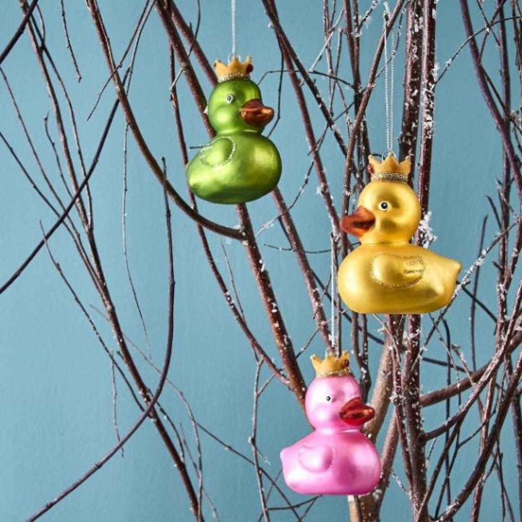 Werner Voss kerstornament eend roze glas
