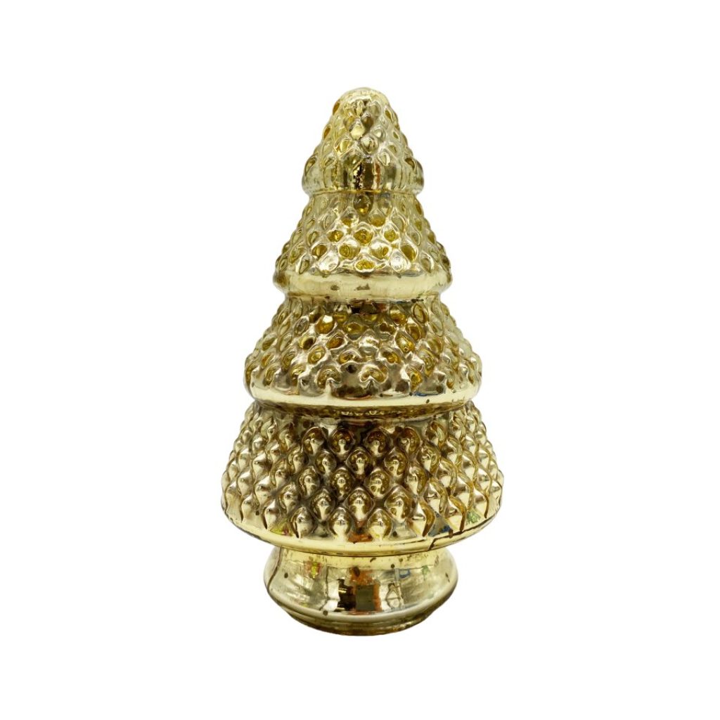 Kerstboom glas goud 14 x 8 cm
