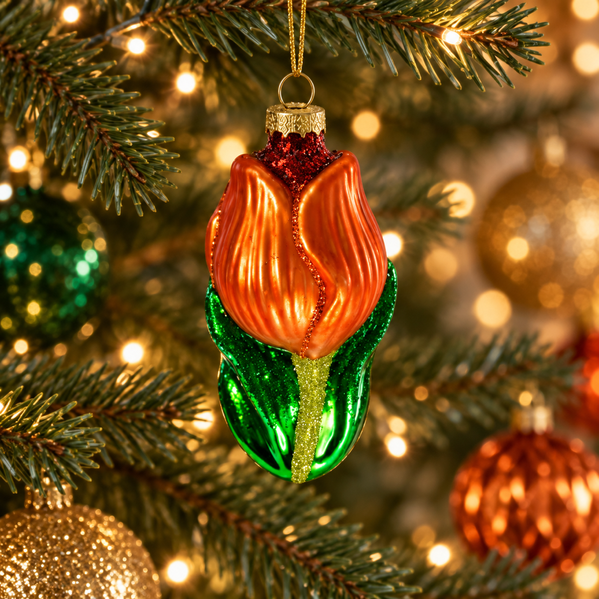 Werner Voss Kerstornament Tulp Glas Oranje 5 x 11 cm