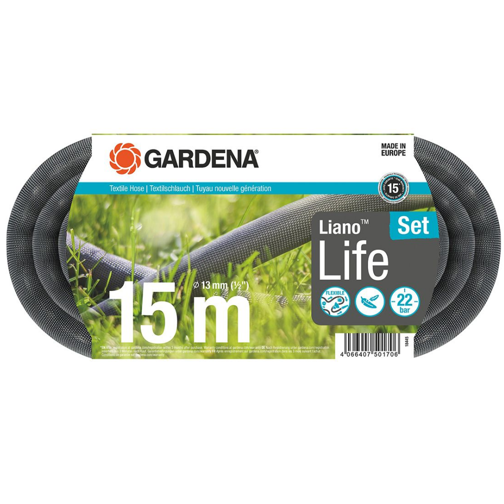 Gardena Textielslang Liano Life 15 m Set