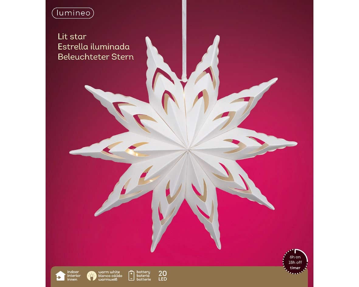 Lumineo Sneeuwvlok LED verlichting papier 58 cm