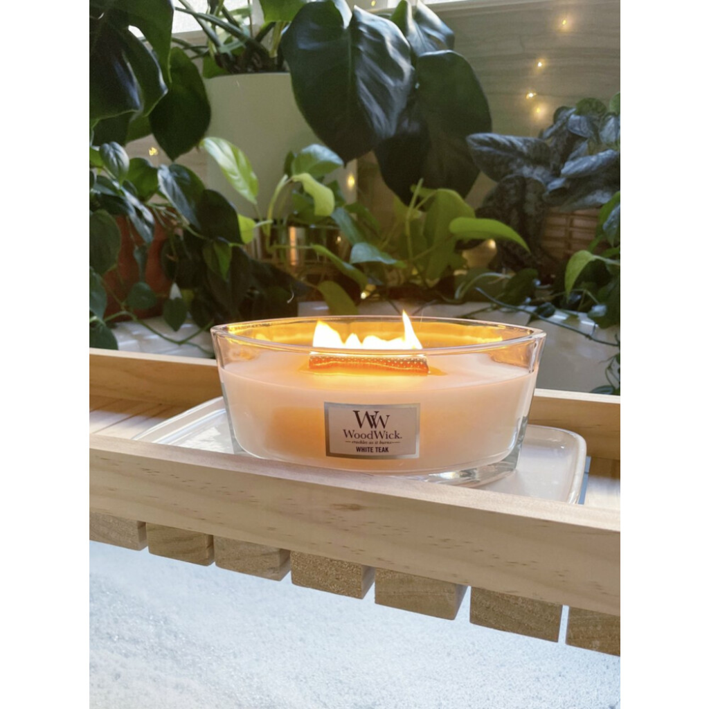 WoodWick White Teak Ellipse Candle