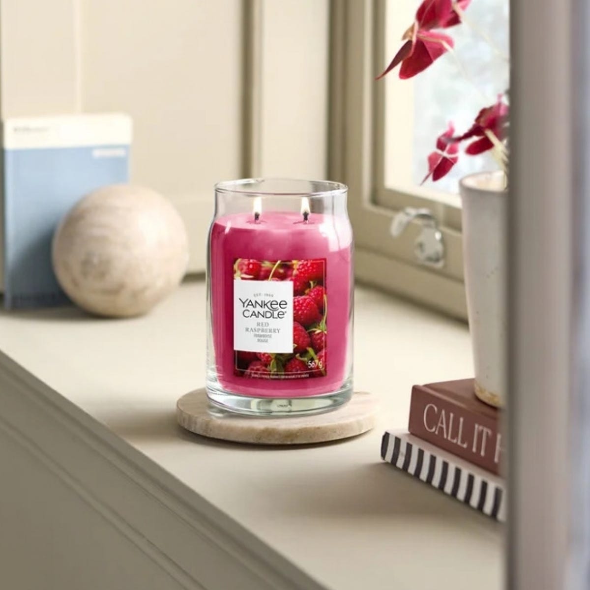 Yankee Candle Geurkaars Large Jar Red Raspberry Rood 9 x 8.5 x 15.5 cm