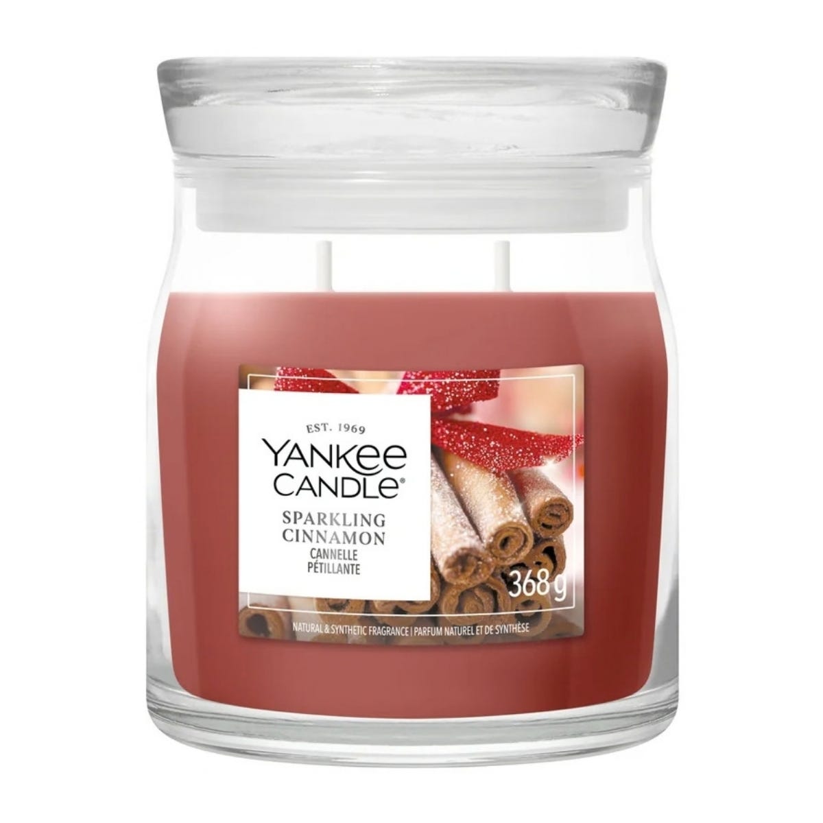 Yankee Candle Geurkaars Medium Jar Sparkling Cinnamon Rood 9 x 8.5 x 11.5 cm