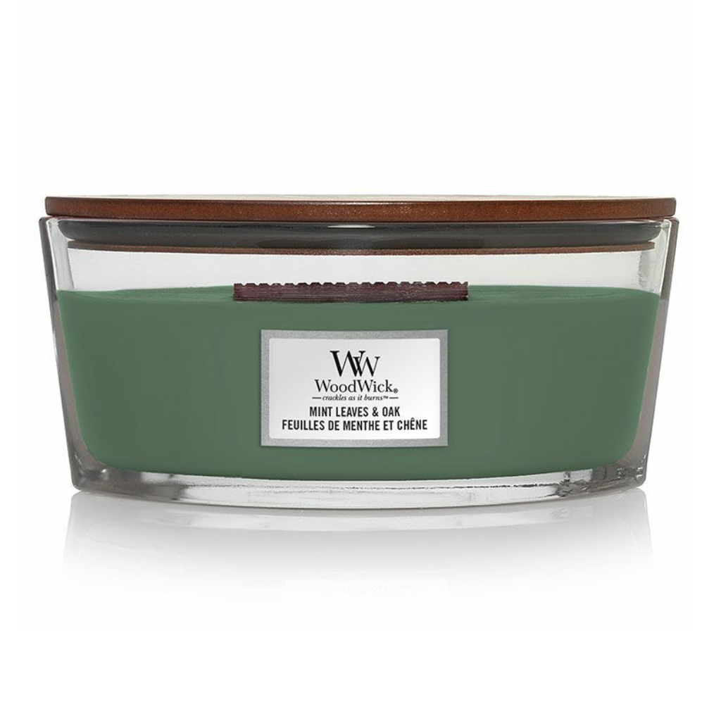 WoodWick Mint Leaves & Oak Ellipse Candle