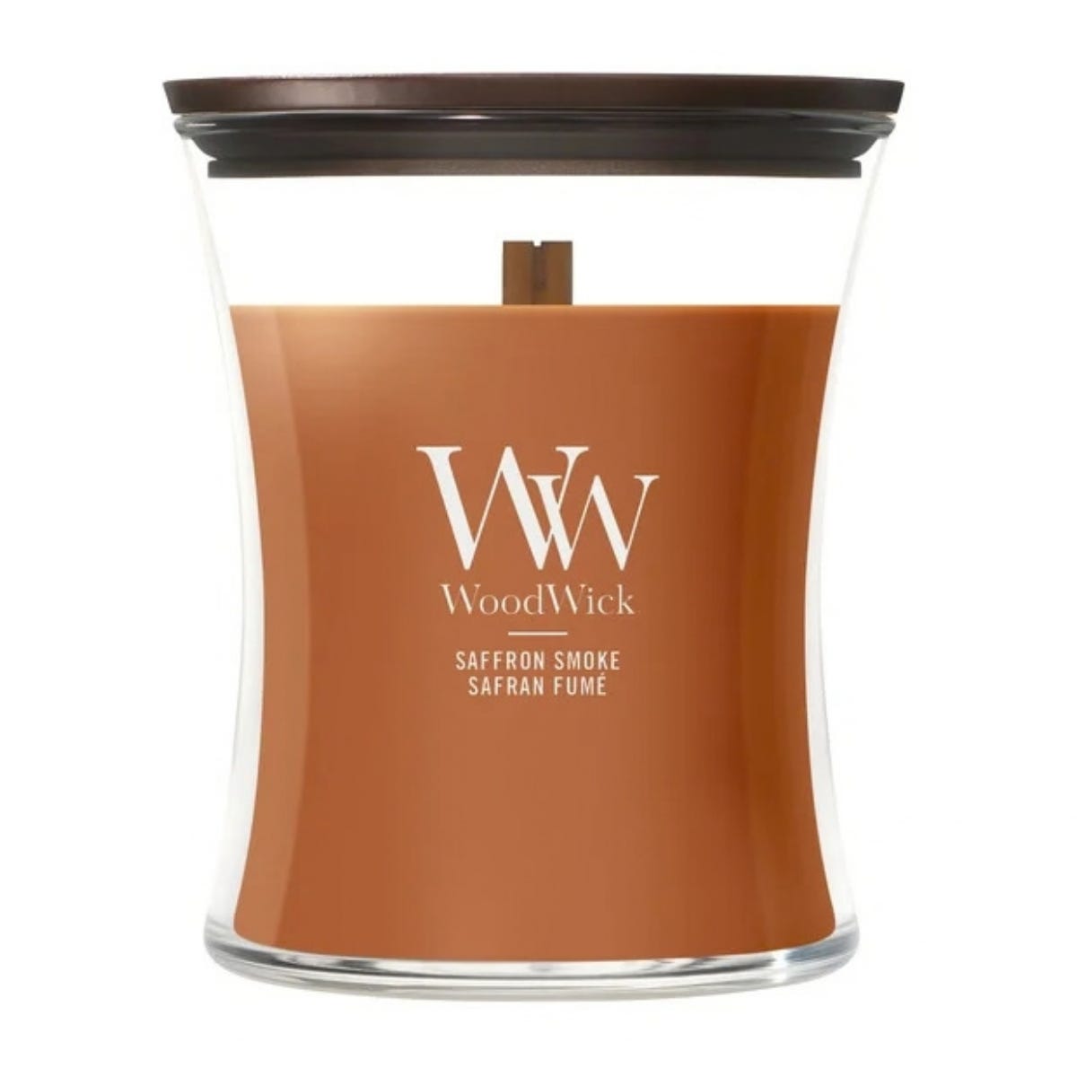 WoodWick Geurkaars Medium Saffron Smoke Bruin 9.9 x 9.9 x 11.4 cm